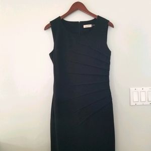 Calvin Klein black dress with flared side ruching